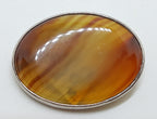 Sterling Silver Large Oval Agate Brooch
