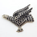 Sterling Silver Large Black Stone Eagle / Bird Brooch