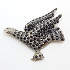Sterling Silver Large Black Stone Eagle / Bird Brooch