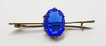 Sterling Silver Blue Paste Bar Brooch - Vintage