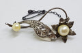 Sterling Silver Pearl Ornate Floral Brooch - Vintage