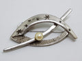 Sterling Silver Pearl Large Ornate Swirl Brooch - Vintage