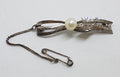 Sterling Silver Pearl Bar Brooch - Vintage