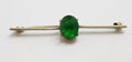 Sterling Silver Oval Green Stone Bar Brooch - Vintage