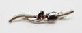 Sterling Silver Garnet Bar Brooch