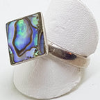Sterling Silver Square Paua Shell High Ring