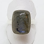 Sterling Silver Labradorite Rectangular Bezel Set Ring