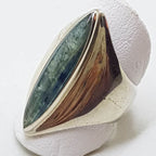 Sterling Silver Elongated Labradorite in Wide Ring