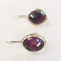Sterling Silver Ruby Zoisite Oval Drop Earrings