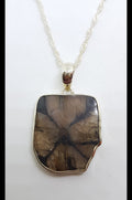 Sterling Silver Chiastolite / Cross Stone Pendant on Silver Chain