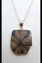 Sterling Silver Chiastolite / Cross Stone Pendant on Silver Chain