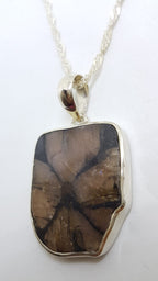 Sterling Silver Chiastolite / Cross Stone Pendant on Silver Chain