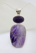 Sterling Silver Large Amethyst Pendant on Silver Chain