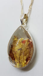 Sterling Silver Large Teardrop / Pear Shape Lodolite Pendant on Silver Chain
