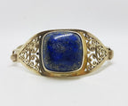 Sterling Silver Filigree Lapis Lazuli Bangle - Ornate