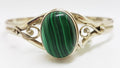 Sterling Silver Oval Malachite Ornate Bangle