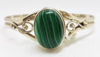 Sterling Silver Oval Malachite Ornate Bangle