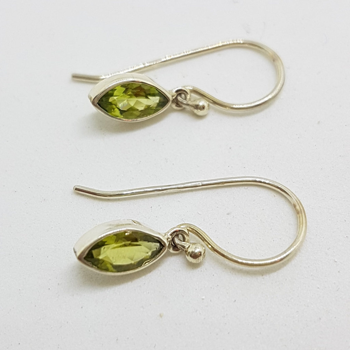 Sterling Silver Peridot Marquis Shape Drop Earrings