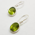 Sterling Silver Oval Bezel Set Peridot Drop Earrings