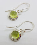 Sterling Silver Round Cabochon Peridot Drop Earrings