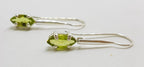 Sterling Silver Long Marquis Peridot Drop Earrings