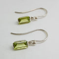 Sterling Silver Rectangular Peridot Drop Earrings