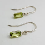 Sterling Silver Rectangular Peridot Drop Earrings