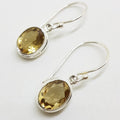 Sterling Silver Oval Citrine Drop Earrings