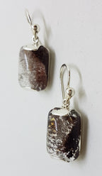 Sterling Silver Rectangular Phantom Quartz Drop Earrings