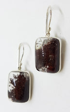Sterling Silver Large Rectangular Phantom Quartz Drop Earrings