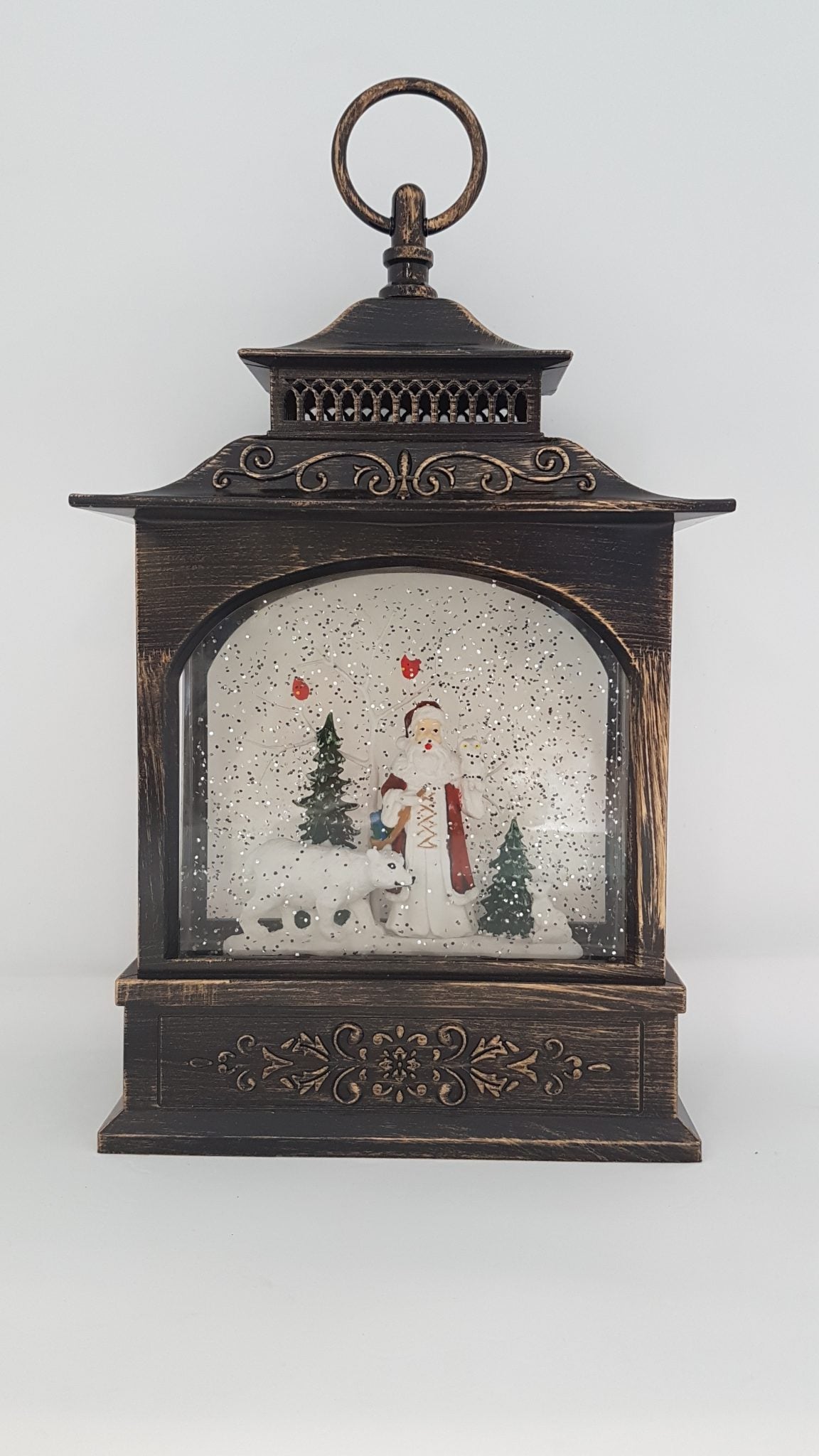 Christmas Glitter Lantern - Santa with a Polar Bear - Christmas Ornament Design #4