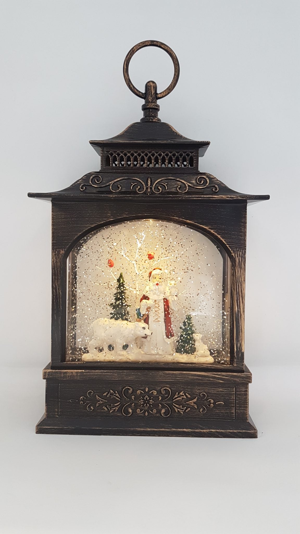 Christmas Glitter Lantern - Santa with a Polar Bear - Christmas Ornament Design #4