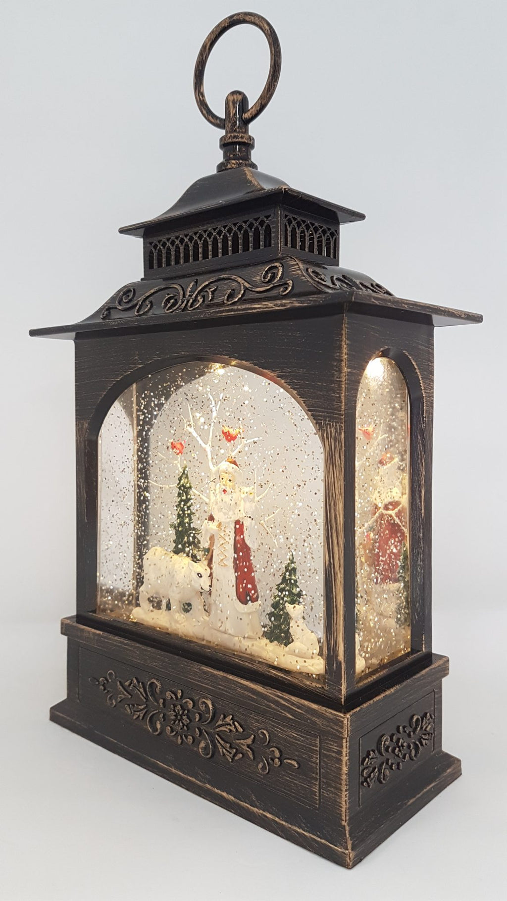 Christmas Glitter Lantern - Santa with a Polar Bear - Christmas Ornament Design #4