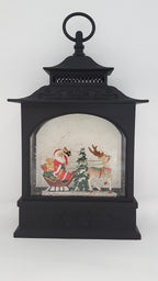 Christmas Glitter Lantern - Santa in a Sleigh with Reindeer / Rudolph - Christmas Ornament Design #6