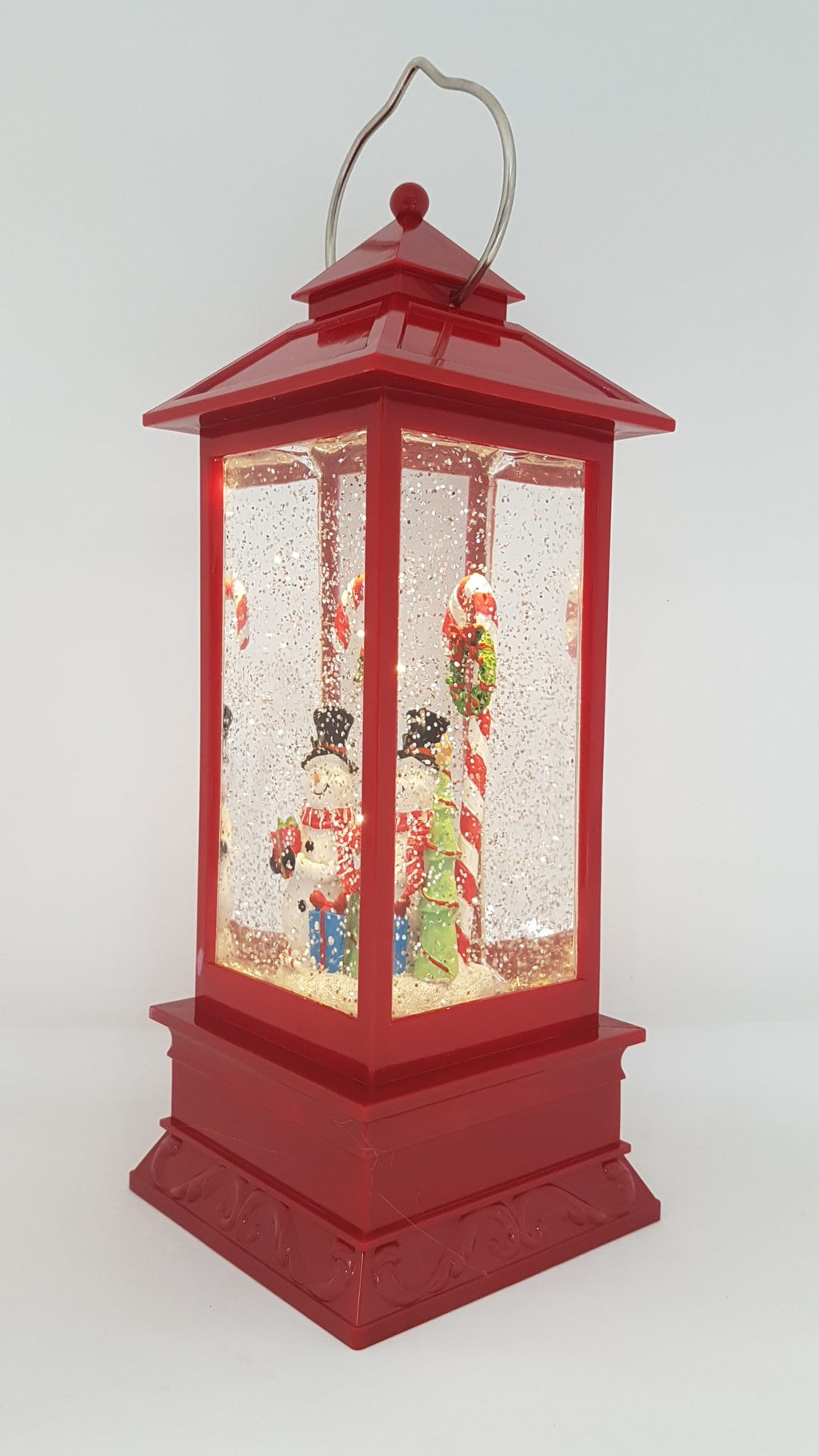 Christmas Glitter Lantern – Snowman with a Candy Cane – Christmas Ornament Design #11
