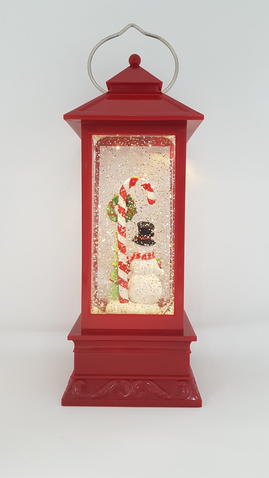 Christmas Glitter Lantern – Snowman with a Candy Cane – Christmas Ornament Design #11