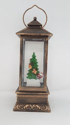 Christmas Glitter Lantern – Santa on His Sleigh with His Reindeer Going Around a Christmas Tree – Christmas Ornament Design #12