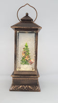 Christmas Glitter Lantern – Santa on His Sleigh with His Reindeer Going Around a Christmas Tree – Christmas Ornament Design #12