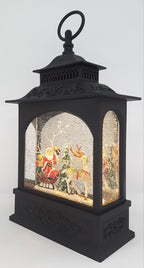 Christmas Glitter Lantern - Santa in a Sleigh with Reindeer / Rudolph - Christmas Ornament Design #6