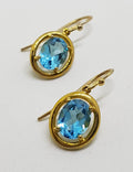 9ct Yellow Gold Oval Topaz Drop Earrings