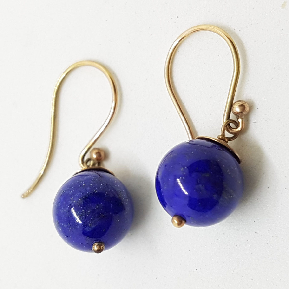 9ct Yellow Gold Lapis Lazuli Ball Drop Earrings