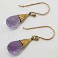 9ct Yellow Gold Amethyst Teardrop Cone Earrings