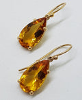9ct Yellow Gold Teardrop Citrine Drop Earrings