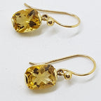9ct Yellow Gold Oblong/Rectangular Citrine Drop Earrings