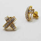 10ct Yellow Gold Diamond Kisses " X " Studs / Earrings