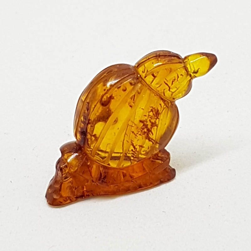 Hand Carved Natural Baltic Amber Small Snail Figurine / Statue