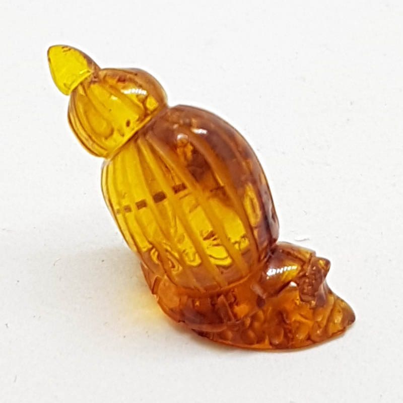 Hand Carved Natural Baltic Amber Small Snail Figurine / Statue