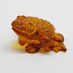 Hand Carved Natural Baltic Amber Small Frog / Toad Figurine / Statue
