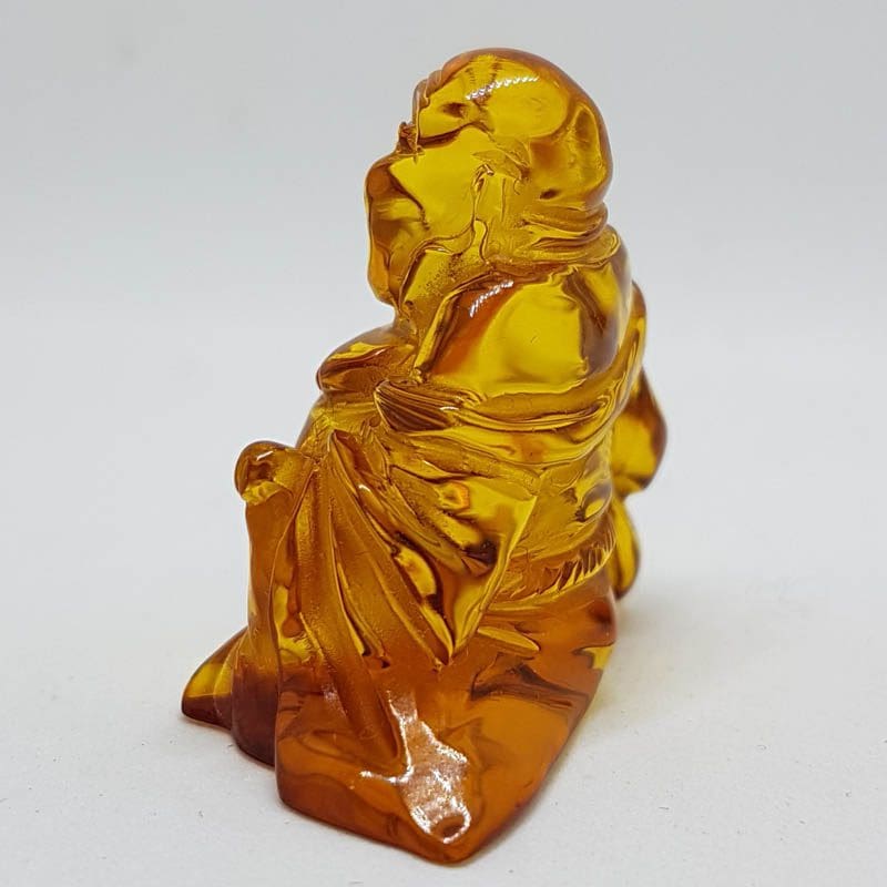 Hand Carved Natural Baltic Amber Small Buddha / Budai Figurine / Statue