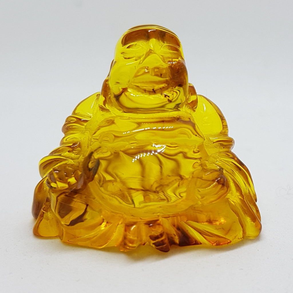 Hand Carved Natural Baltic Amber Small Buddha / Budai Figurine / Statue